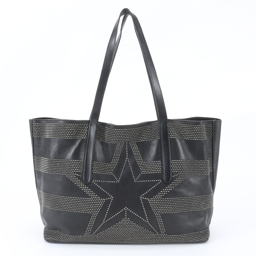 Jimmy Choo Studded Star Leather Tote Bag Shoulder Black Women's